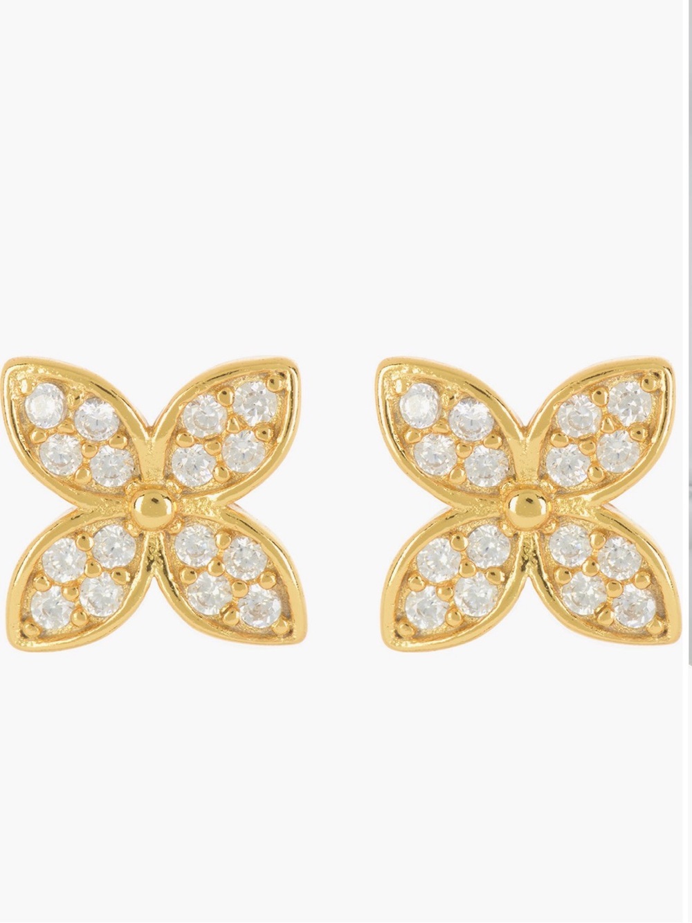 SAVVY CIE JEWELS Pavé Crystal Floral Stud Earrings